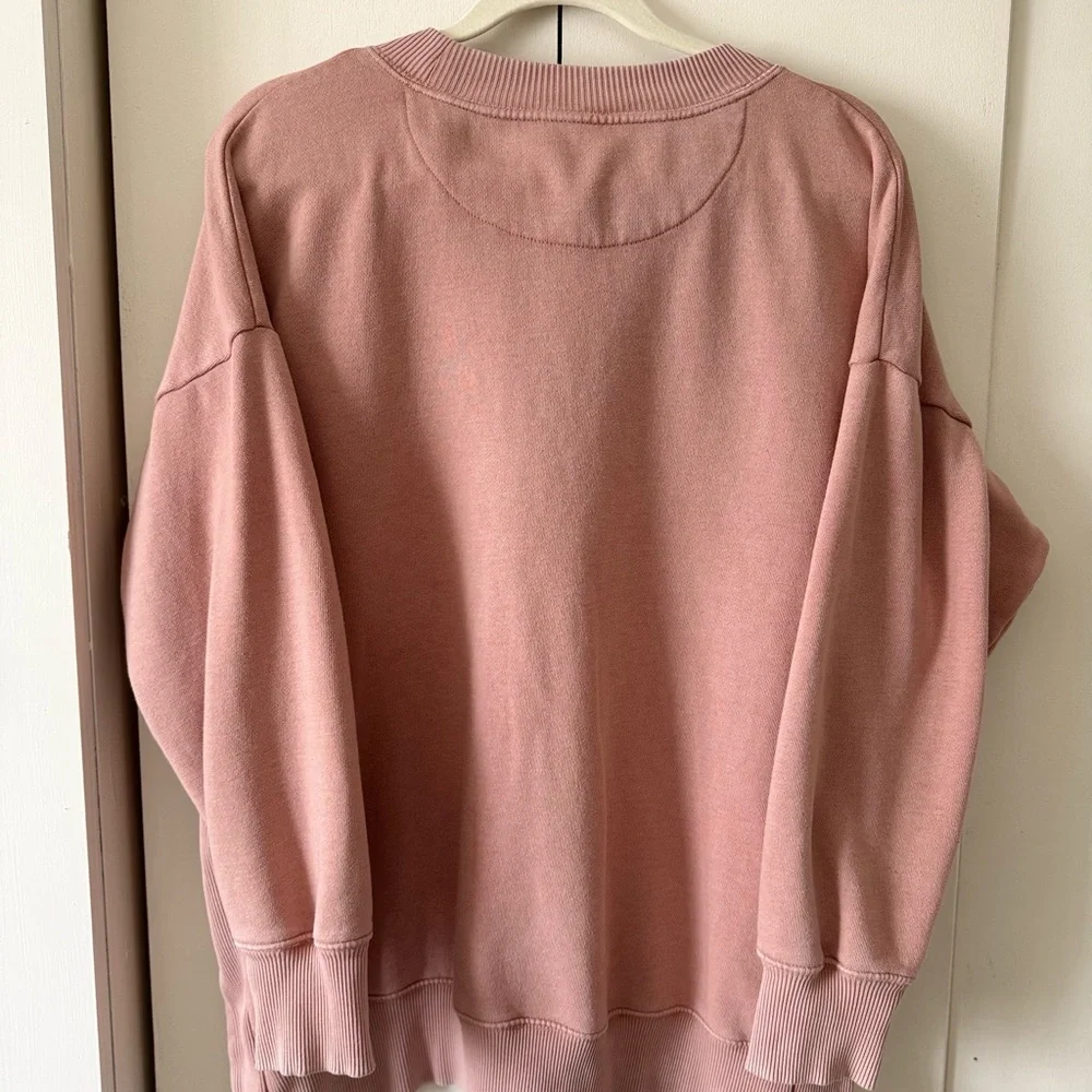Aerie Women’s Crewneck Sweatshirt Pink Oversized Crewneck Side Slits Size L - Picture 5 of 7
